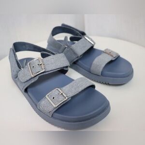 MADDEN NYC Denim Look Strappy Buckle Sandals